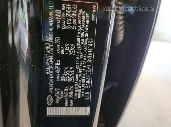 5NMJC3AE3NH041432 2022 HYUNDAI TUCSON Black ძრავის განყოფილების ხედი