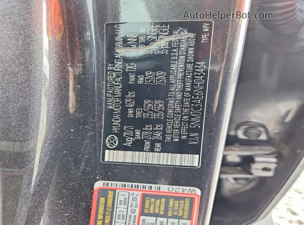 5NMJC3AE6NH043434 2022 HYUNDAI TUCSON Charcoal Вид підкапотного простору