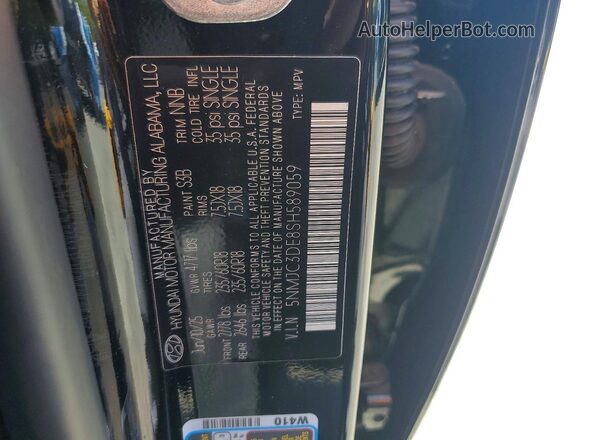 5NMJC3DE8SH589059 2025 HYUNDAI TUCSON Black Вид підкапотного простору