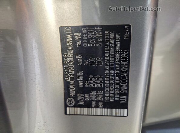 5NMJCCAEXNH030962 2022 HYUNDAI TUCSON Gray VIN sticker view