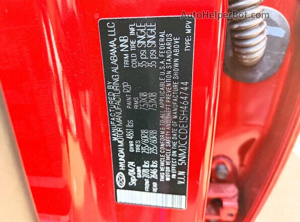 5NMJCCDE1SH464744 2025 HYUNDAI TUCSON Red VIN sticker view