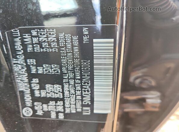 5NMJE3AE2NH013082 2022 HYUNDAI TUCSON Black 360 interior view