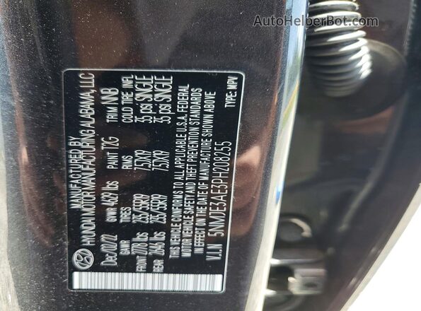 5NMJE3AE3PH208255 2023 HYUNDAI TUCSON Charcoal Vista de la etiqueta del VIN