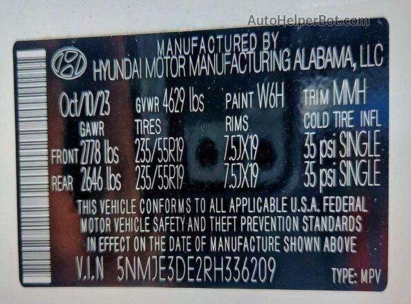 5NMJE3DE2RH336209 2024 HYUNDAI TUCSON Белый Вид подкапотного пространства