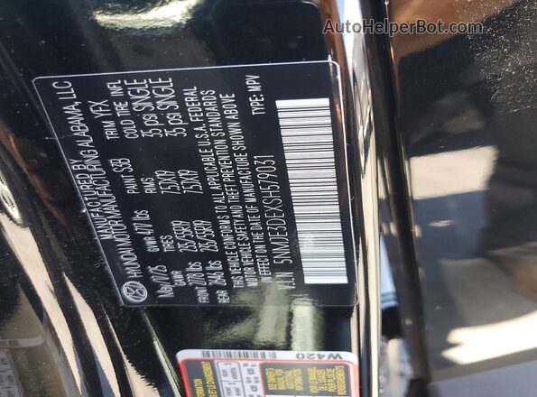 5NMJE3DEXSH579031 2025 HYUNDAI TUCSON Black VIN sticker view