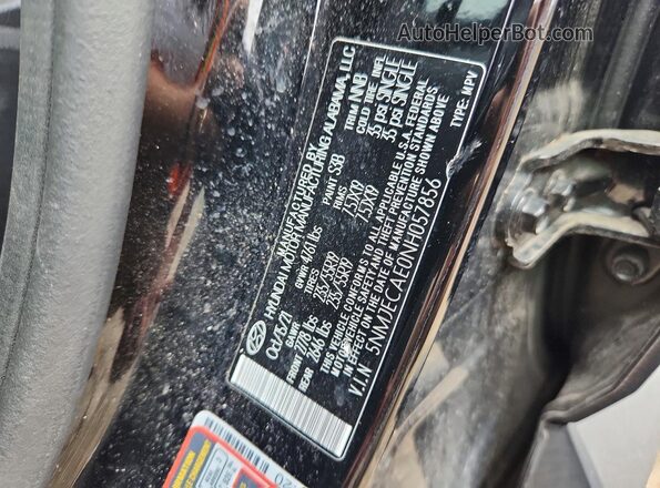 5NMJECAE0NH057856 2022 HYUNDAI TUCSON Black VIN კოდის სტიკერის ხედი