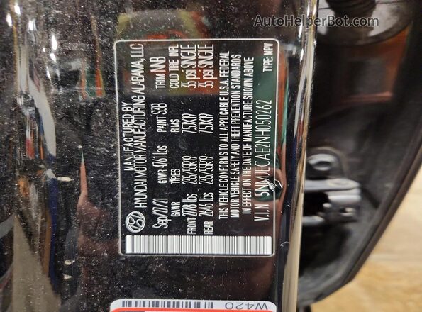 5NMJECAE2NH050262 2022 HYUNDAI TUCSON Black 360 interior view