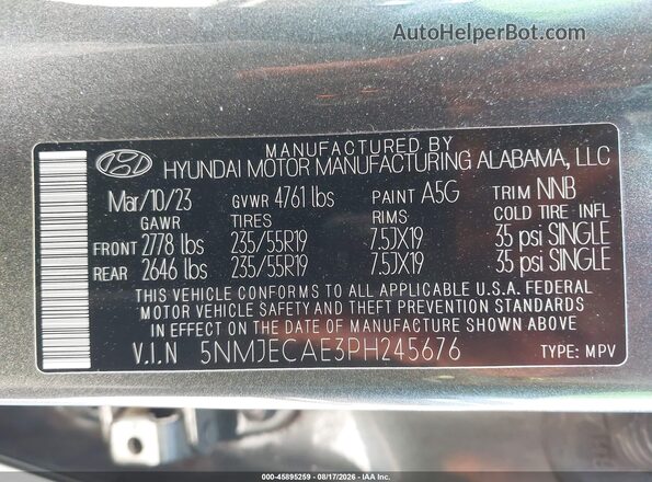 5NMJECAE3PH245676 2023 HYUNDAI TUCSON Gray Widok komory silnika