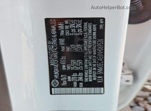 5NMJECAE6NH069526 2022 HYUNDAI TUCSON White 360 interior view