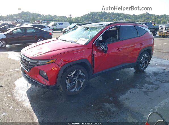 5NMJECAE9NH111350 2022 HYUNDAI TUCSON Red წინა მარცხენა ხედი სამი მეოთხედიდან
