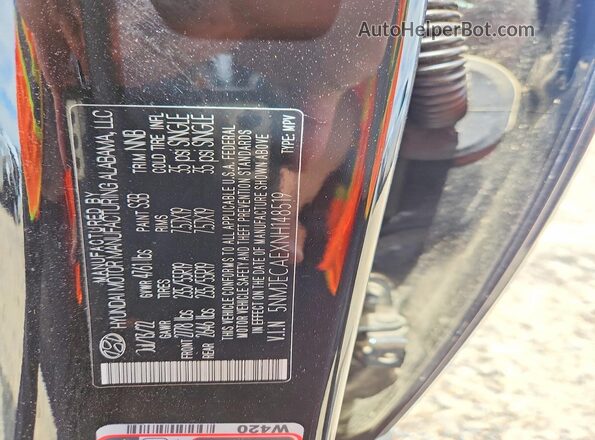 5NMJECAEXNH148519 2022 HYUNDAI TUCSON Black VIN კოდის სტიკერის ხედი