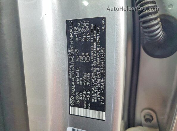 5NMJECDE3RH302389 2024 HYUNDAI TUCSON Gray Widok naklejki z numerem VIN