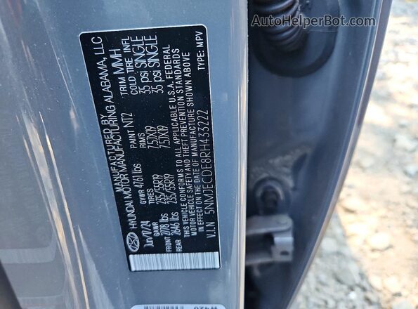 5NMJECDE8RH433222 2024 HYUNDAI TUCSON Gray Widok komory silnika