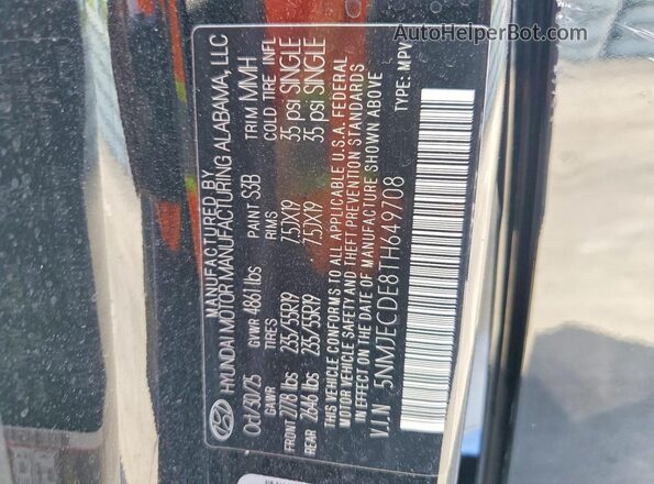 5NMJECDE8TH649708 2026 HYUNDAI TUCSON Black VIN კოდის სტიკერის ხედი