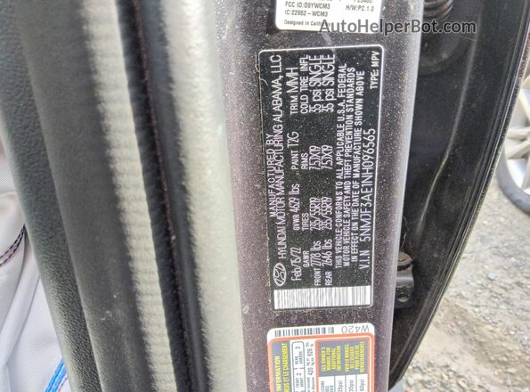 5NMJF3AE1NH096565 2022 HYUNDAI TUCSON Gray Vista de la etiqueta del VIN