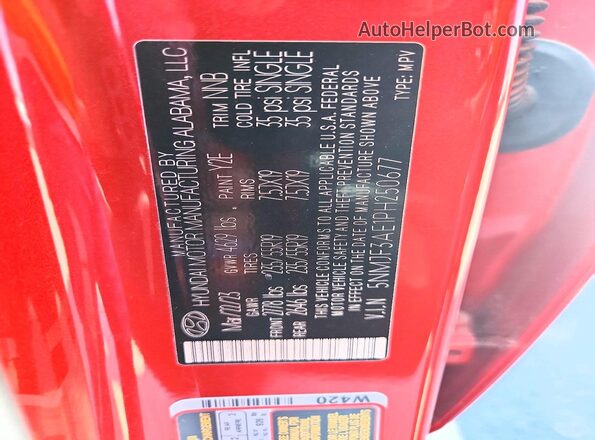 5NMJF3AE1PH250677 2023 HYUNDAI TUCSON Burgundy Vista interior de 360 grados