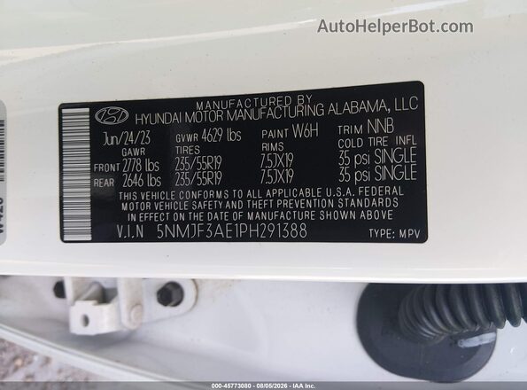5NMJF3AE1PH291388 2023 HYUNDAI TUCSON Белый Вид подкапотного пространства
