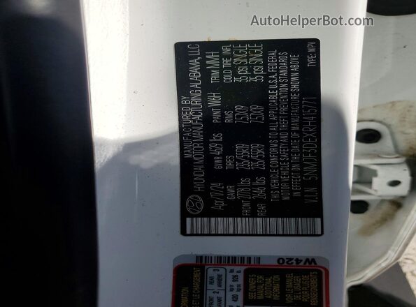 5NMJF3DEXRH415771 2024 HYUNDAI TUCSON White VIN կոդի պիտակի տեսք