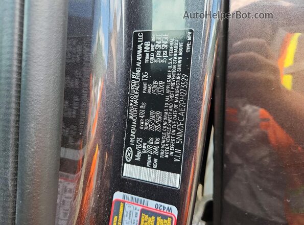 5NMJFCAE2PH273529 2023 HYUNDAI TUCSON Charcoal VIN sticker view