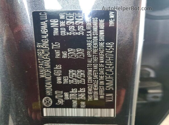 5NMJFCAE4PH174548 2023 HYUNDAI TUCSON Gray VIN կոդի պիտակի տեսք