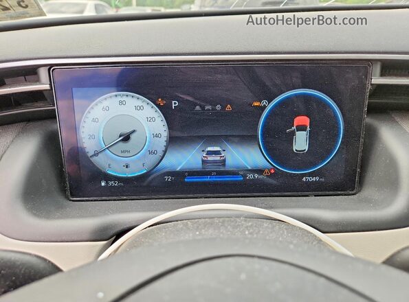 5NMJFCAE5PH254053 2023 HYUNDAI TUCSON Gray ხელსაწყოთა პანელის ხედი