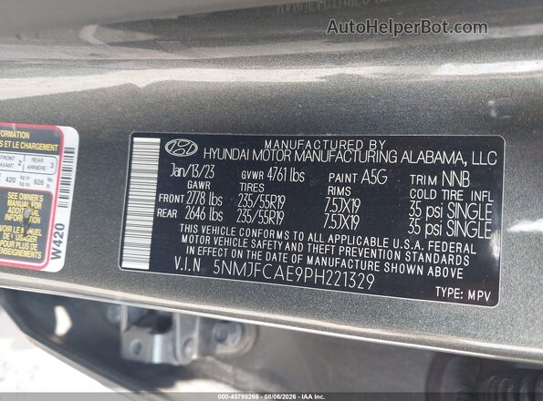 5NMJFCAE9PH221329 2023 HYUNDAI TUCSON Gray Շարժիչի բաժամունքի տեսք