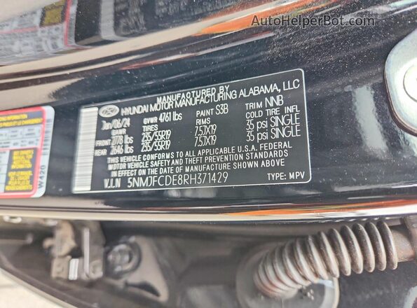 5NMJFCDE8RH371429 2024 HYUNDAI TUCSON Black Vista interior de 360 grados