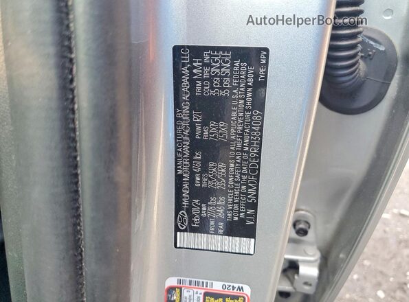5NMJFCDE9RH384089 2024 HYUNDAI TUCSON Silver Vista de la etiqueta del VIN