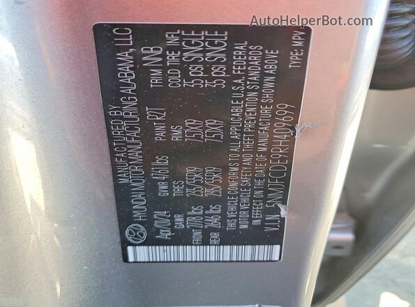 5NMJFCDE9RH409699 2024 HYUNDAI TUCSON Silver Vista interior de 360 grados