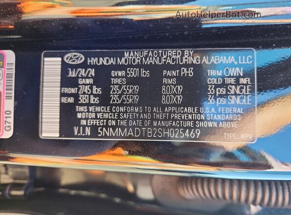 5NMMADTB2SH025469 2025 GENESIS GV70 Black VIN sticker view
