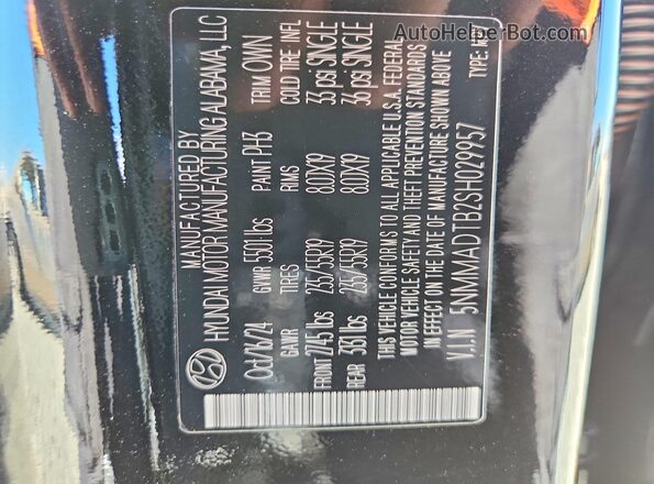5NMMADTB2SH029957 2025 GENESIS GV70 Black VIN sticker view