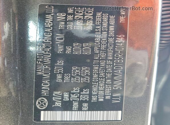 5NMMADTB5RH014346 2024 GENESIS GV70 Gray Vista interior de 360 grados