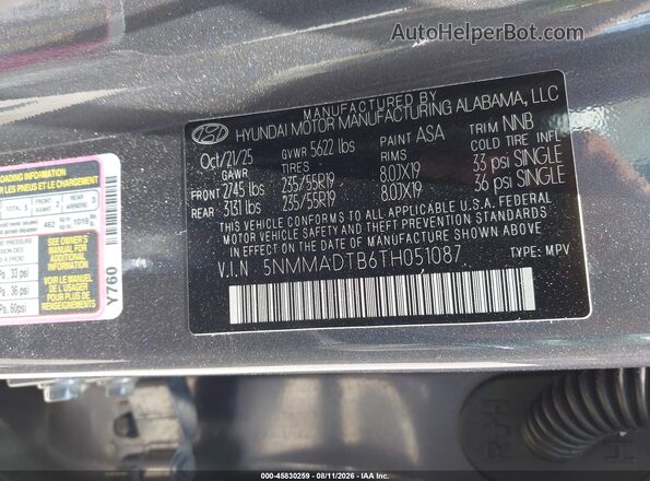 5NMMADTB6TH051087 2026 GENESIS GV70 Gray Շարժիչի բաժամունքի տեսք