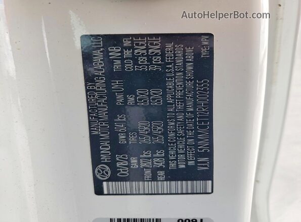 5NMMCET12RH002355 2024 GENESIS ELECTRIFIED White VIN sticker view