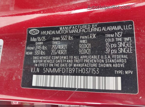 5NMMFDTB9TH037153 2026 GENESIS GV70 Red Շարժիչի բաժամունքի տեսք