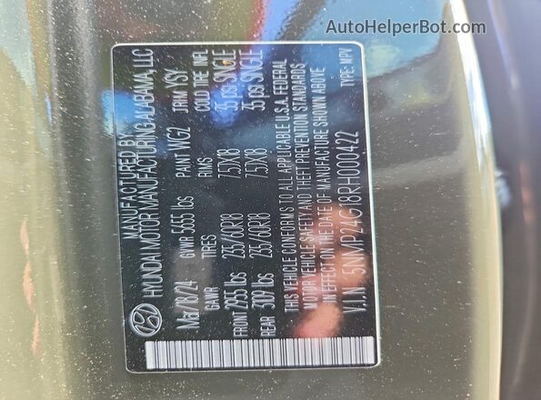 5NMP24G18RH000422 2024 HYUNDAI 4DR Green ძრავის განყოფილების ხედი