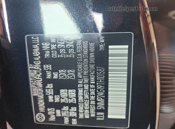 5NMP24G19TH101587 2026 HYUNDAI SANTA Black VIN կոդի պիտակի տեսք