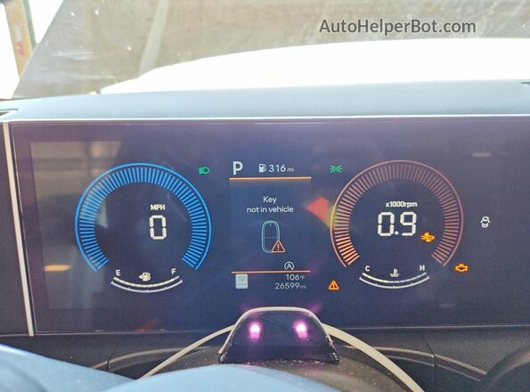 5NMP24GL3SH121303 2025 HYUNDAI SANTA White Vista del cuadro de instrumentos