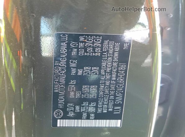 5NMP24GL6RH041861 2024 HYUNDAI SANTA Green VIN sticker view
