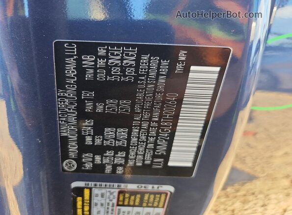 5NMP24GL8TH202640 2026 HYUNDAI SANTA Blue Vista del compartimento del motor