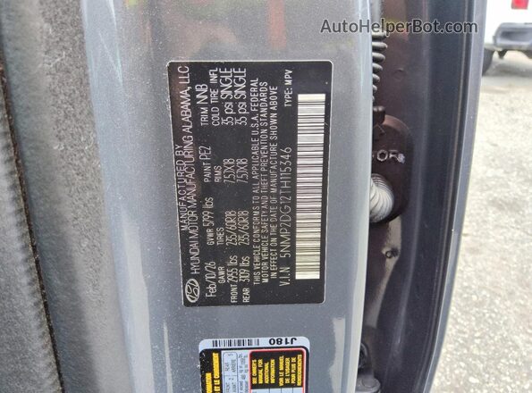 5NMP2DG12TH115346 2026 HYUNDAI SANTA Серый Вид наклейки с VIN-кодом
