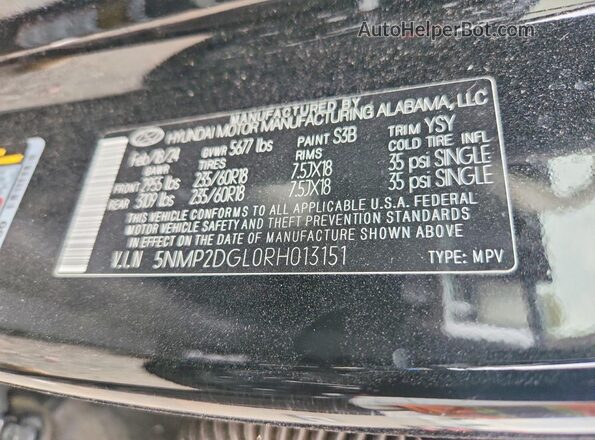 5NMP2DGL0RH013151 2024 HYUNDAI SANTA Black Սալոնի 360 աստիճան տեսք