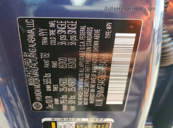 5NMP34G13SH034268 2025 HYUNDAI SANTA Blue Вид наклейки з VIN-кодом