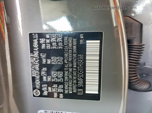 5NMP3DG11TH134368 2026 HYUNDAI SANTA Gray VIN sticker view