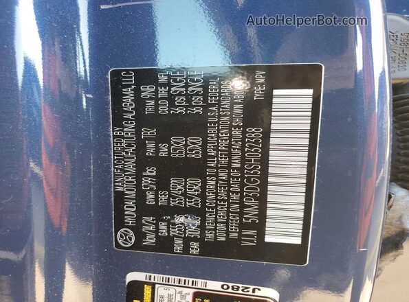 5NMP3DG13SH032388 2025 HYUNDAI SANTA Blue სალონის 360-გრადუსიანი ხედი