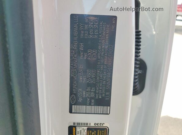 5NMP44GL0RH039002 2024 HYUNDAI SANTA White VIN կոդի պիտակի տեսք