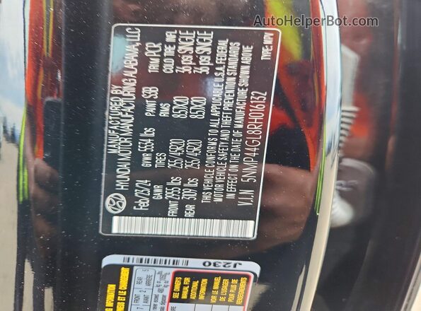 5NMP44GL8RH016132 2024 HYUNDAI SANTA Black Engine compartment view