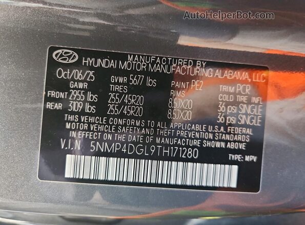 5NMP4DGL9TH171280 2026 HYUNDAI SANTA Charcoal Панорамний вид салону 360°