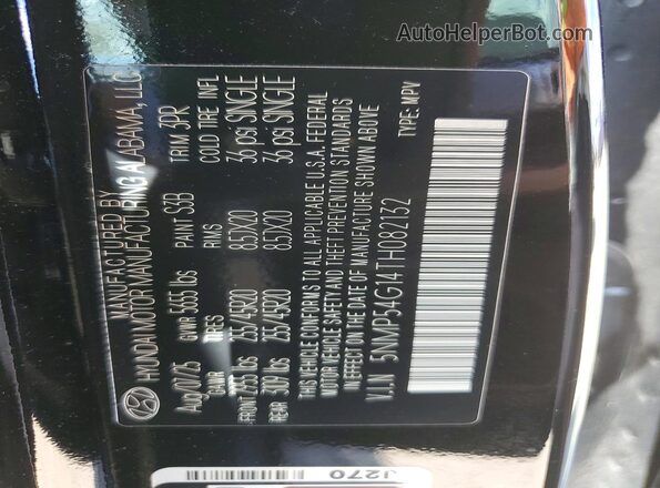 5NMP54G14TH082132 2026 HYUNDAI SANTA Black VIN կոդի պիտակի տեսք