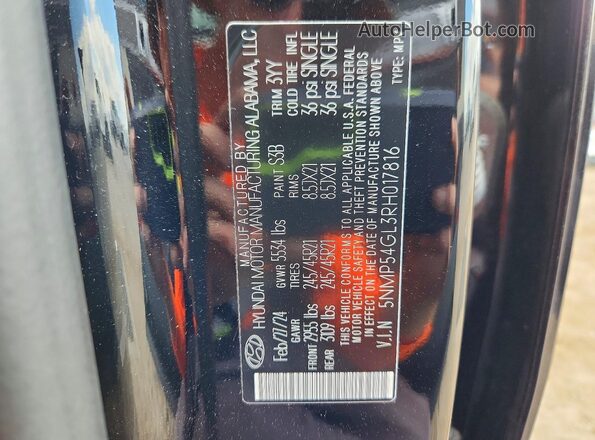 5NMP54GL3RH017816 2024 HYUNDAI SANTA Black 360 interior view